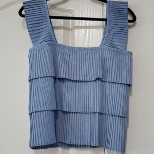 J Crew pleated blue tierd tank.